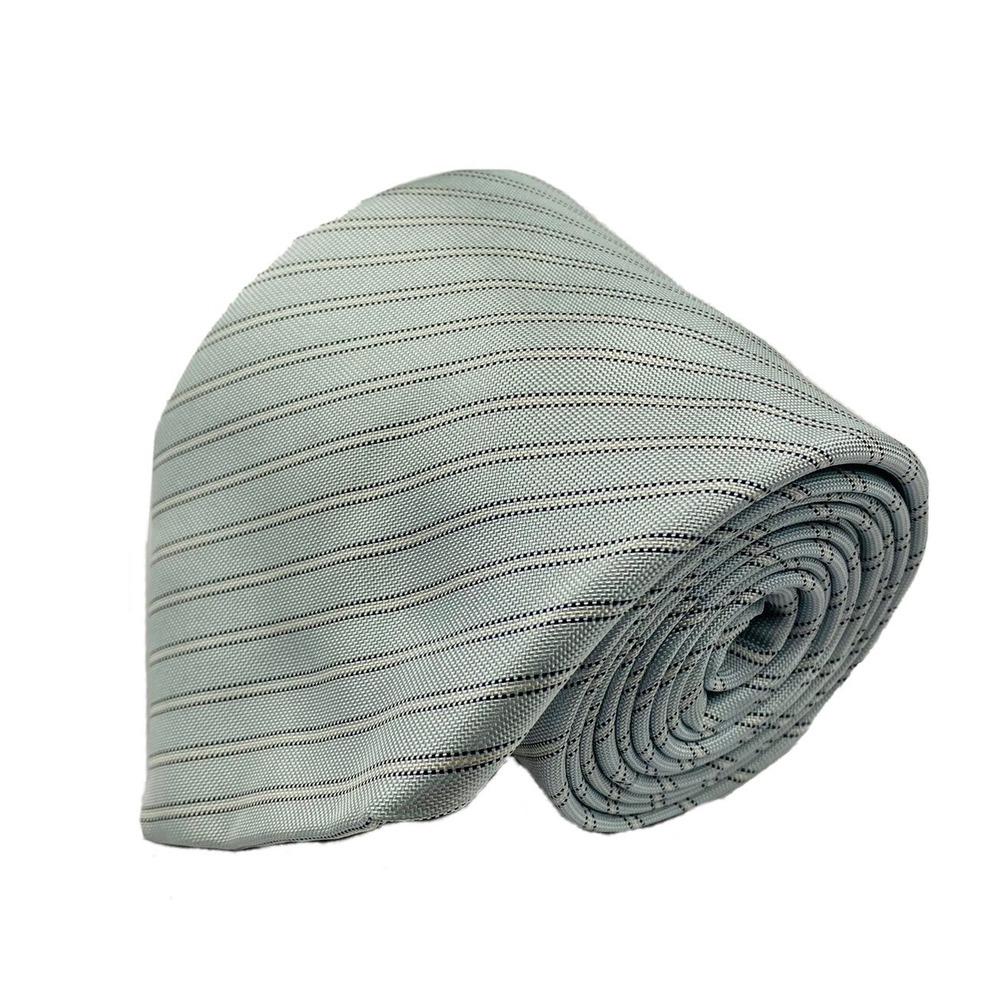 DORMEUIL Paris Light Blue White Striped Pure Silk Tie Size 3.75" Width LNWOT
